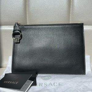 Versace Medusa leather pouch clutch evening purse bag
